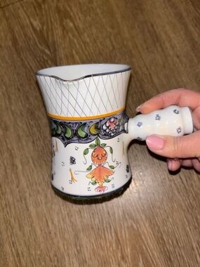 Vtg French Faience Robert Rouen Vieux Rouen HandPainted Pitcher Pot France AQ